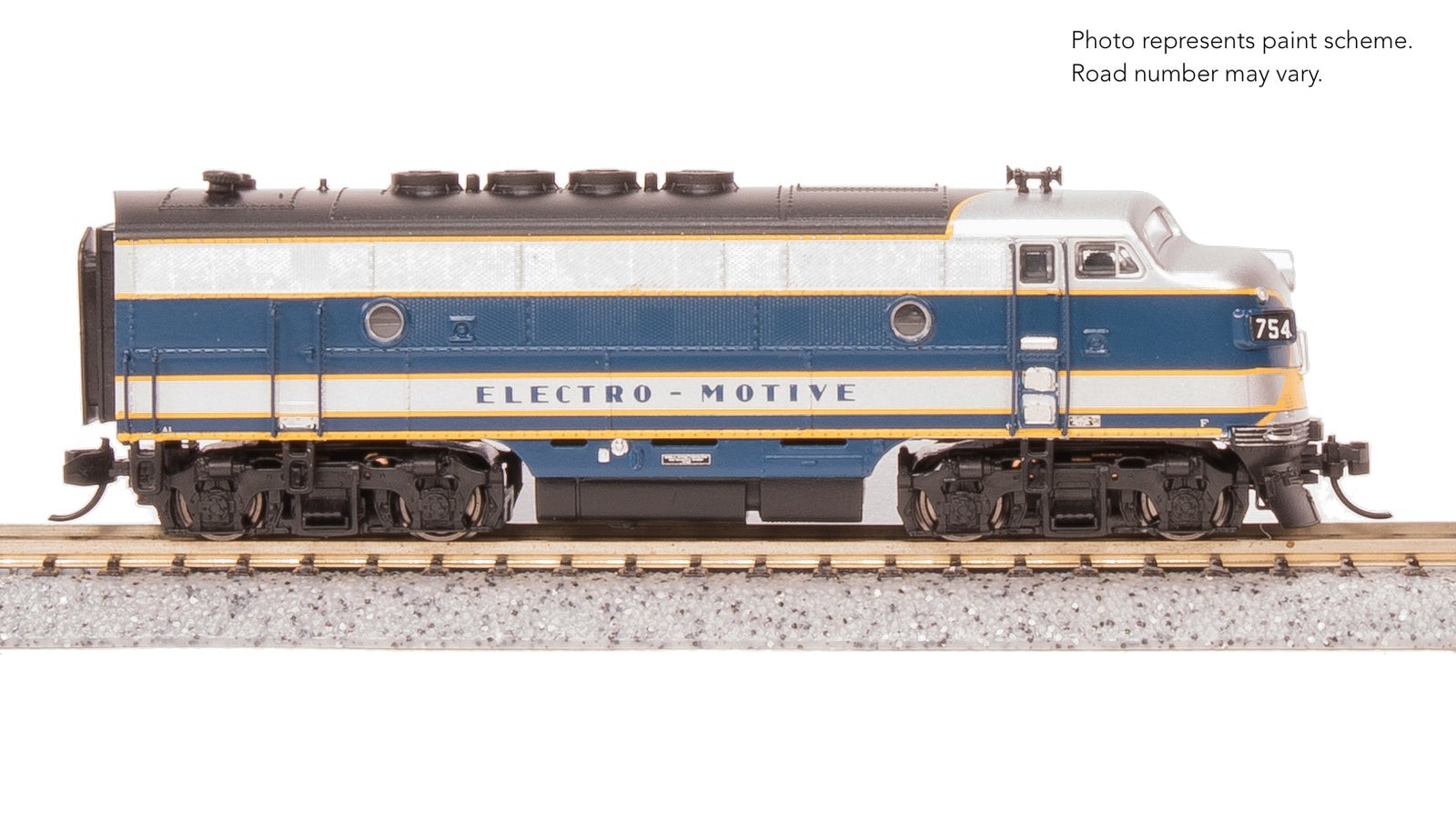 Broadway 9205 EMD F3 A/B, Demo 754A1/754B1, Blue & Aluminum, A-unit Paragon4