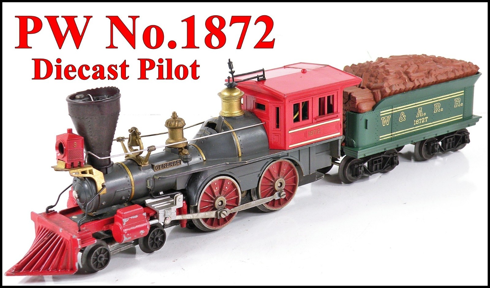 Lionel PW 1872 General & Tender w/Boxes UNUSUAL DIECAST PILOT 1959-62 /4/