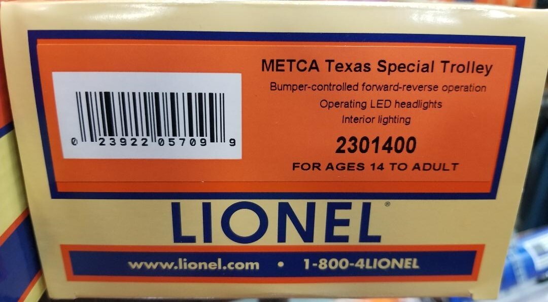 METCA Exclusive Lionel TEXAS Special Trolley Mint NIB