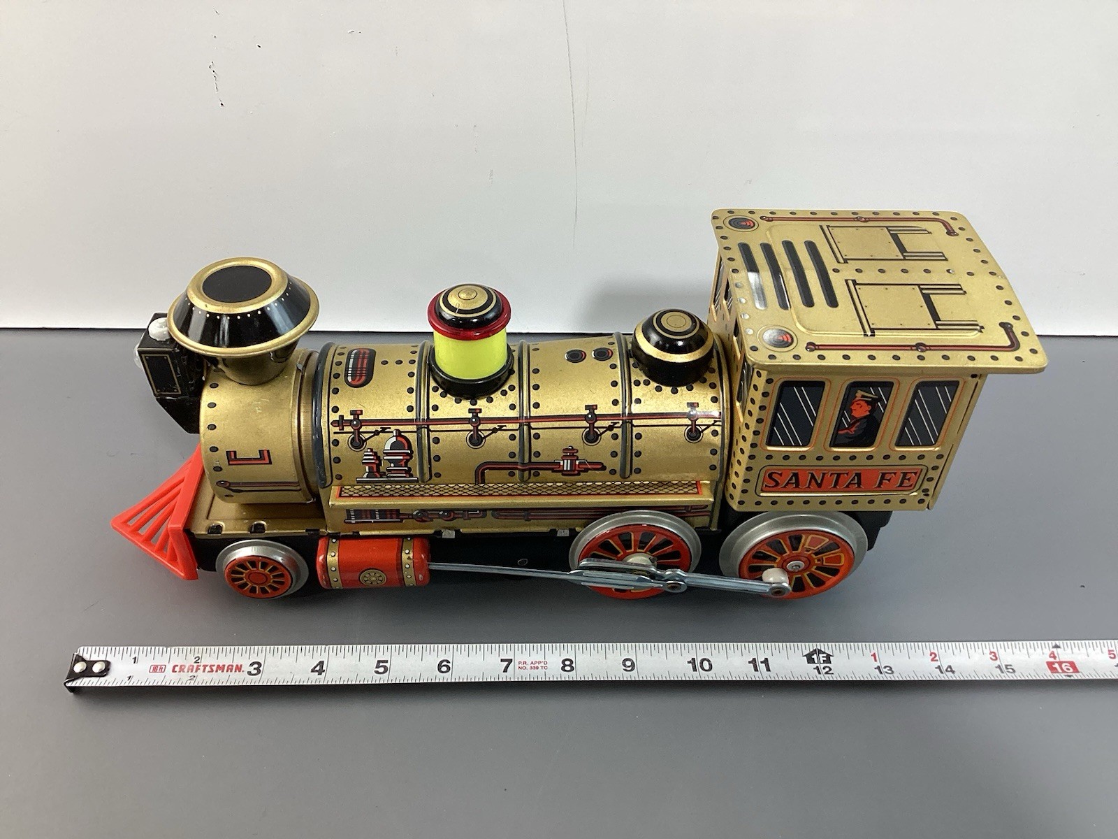 Vintage 1960s Modern Toys Santa Fe Locomotive Tin Train, Not Working, Japan