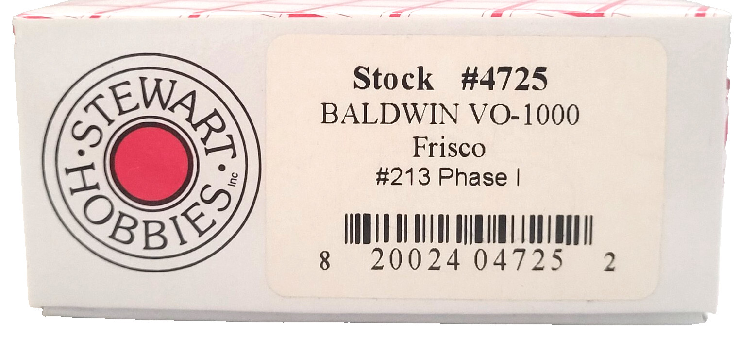 Stewart Hobbies 4725 HO USA Made Baldwin VO-1000 Locomotive Frisco #213 Tested