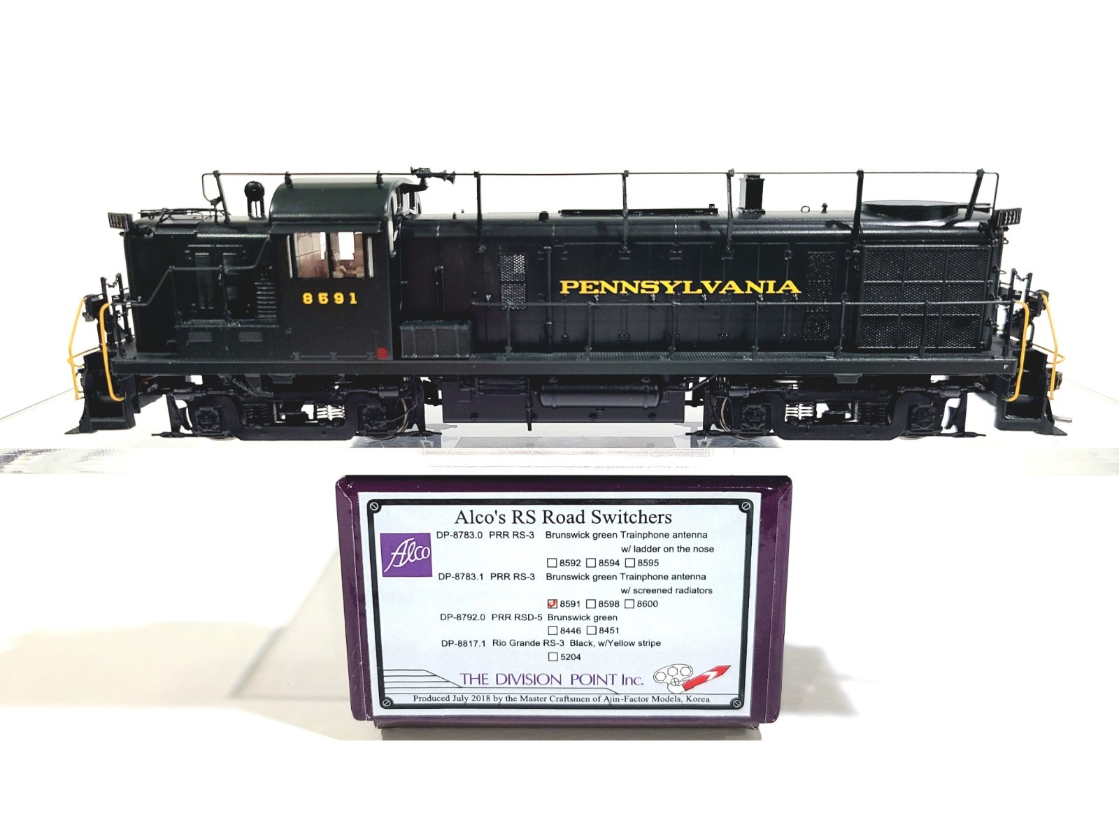 Division Point PRR Alco RS-3 Pennsylvania Railroad #8591 HO Brass #DP-8783.1