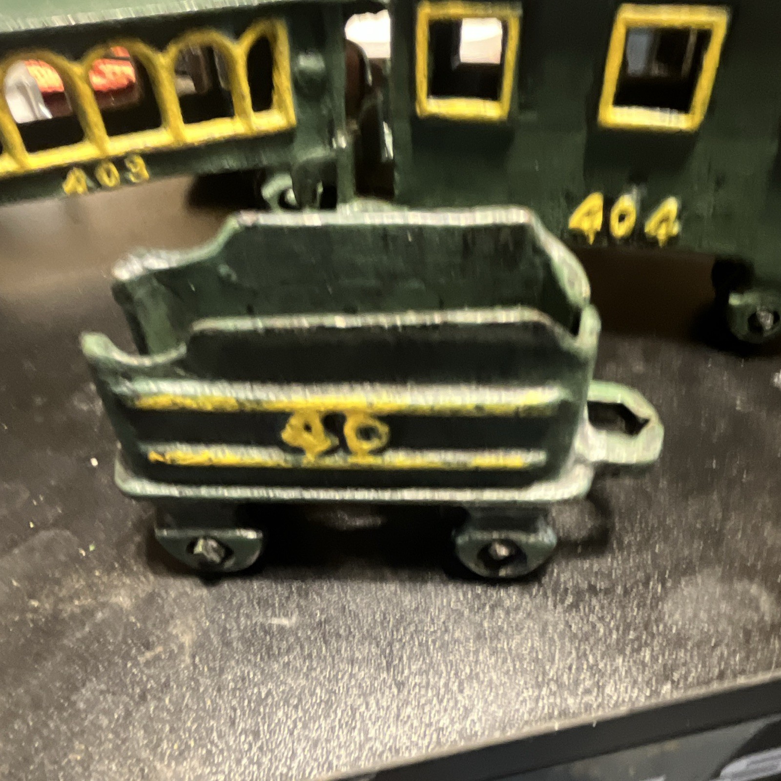 Cast Iron 0-4-0 Steam Locomotive w/ Cars 403/404/40