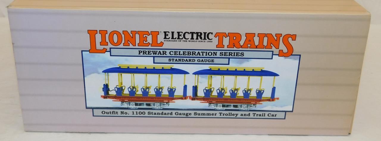 Lionel 6-13113 Standard Gauge Summer Trolley #101 & Trail Car #1100 Tinplate C-8