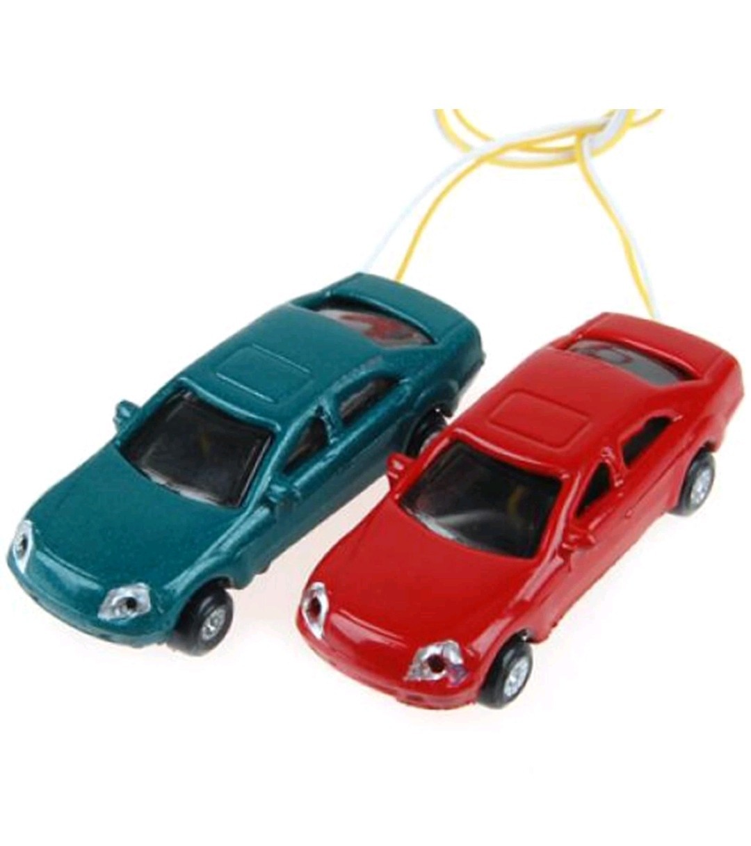 Set N.2 Cars With White-Red LED Lights 12V Plastic Railway Scale N 1/160