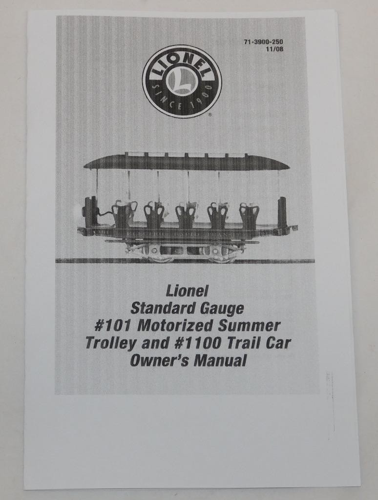 Lionel 6-13113 Standard Gauge Summer Trolley #101 & Trail Car #1100 Tinplate C-8