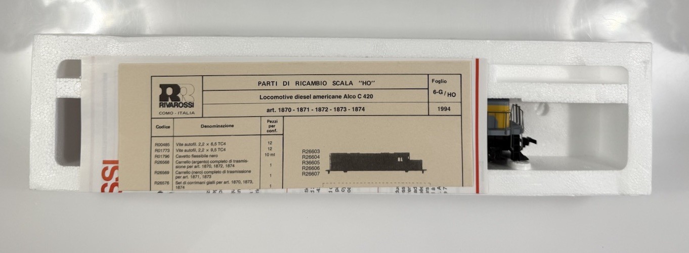 Vintage RIVAROSSI HO SCALE #1871 Diesel Locomotive ALCO C 420 1301 L&N