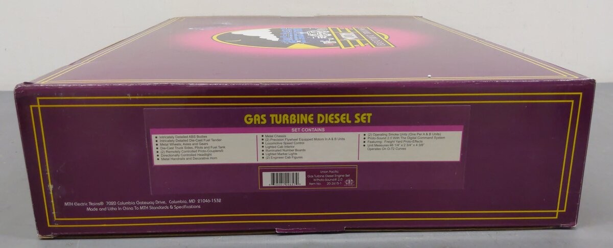 MTH 20-2615-1 O Gauge UP Gas Turbine Diesel Engine Set w/PS 2.0 #26/26B/26 EX