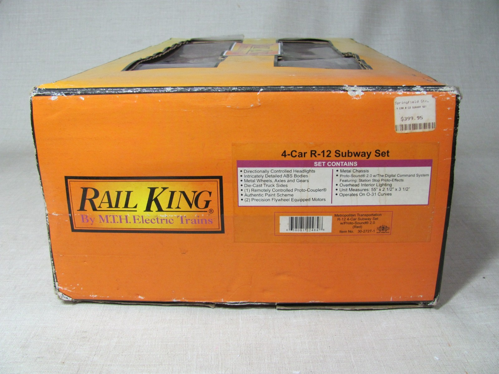 MTH RAIL KING METROPOLITAN TRANSPORTATION R-12 4-CAR SUBWAY SET PROTO-SOUND NOB