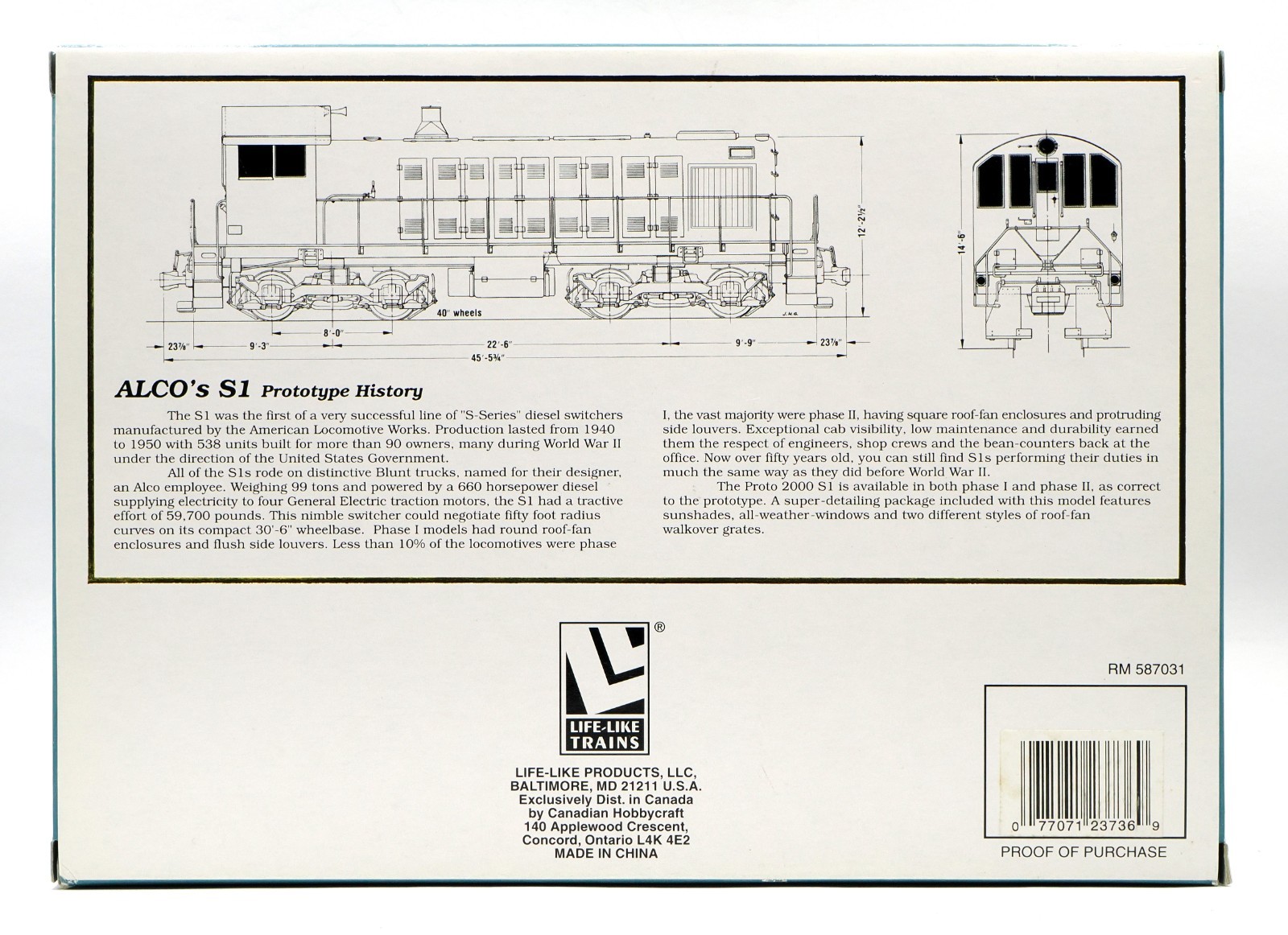 Proto 2000 HO Alco S1 Locomotive – Undecorated