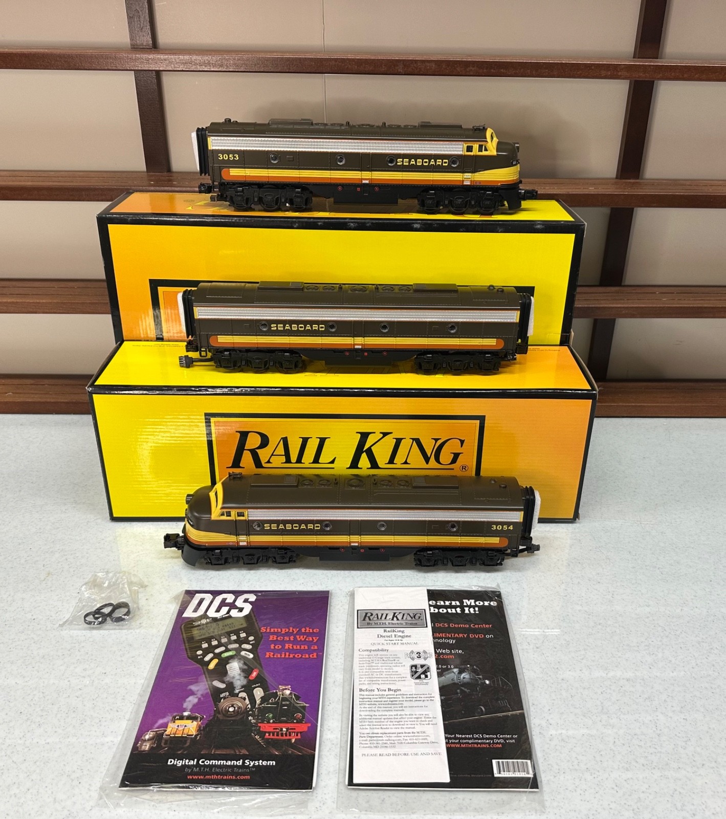 O Scale 3 Rail MTH Rail King Seaboard E8 AA Units & E8 B Unit Diesel Engine Sets