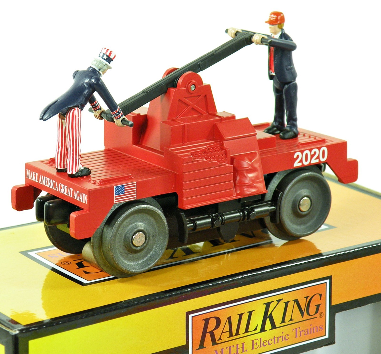 MTH 30-5189 RNC Trump & Uncle Sam Operating Hand Car Bumper Reversing NIB