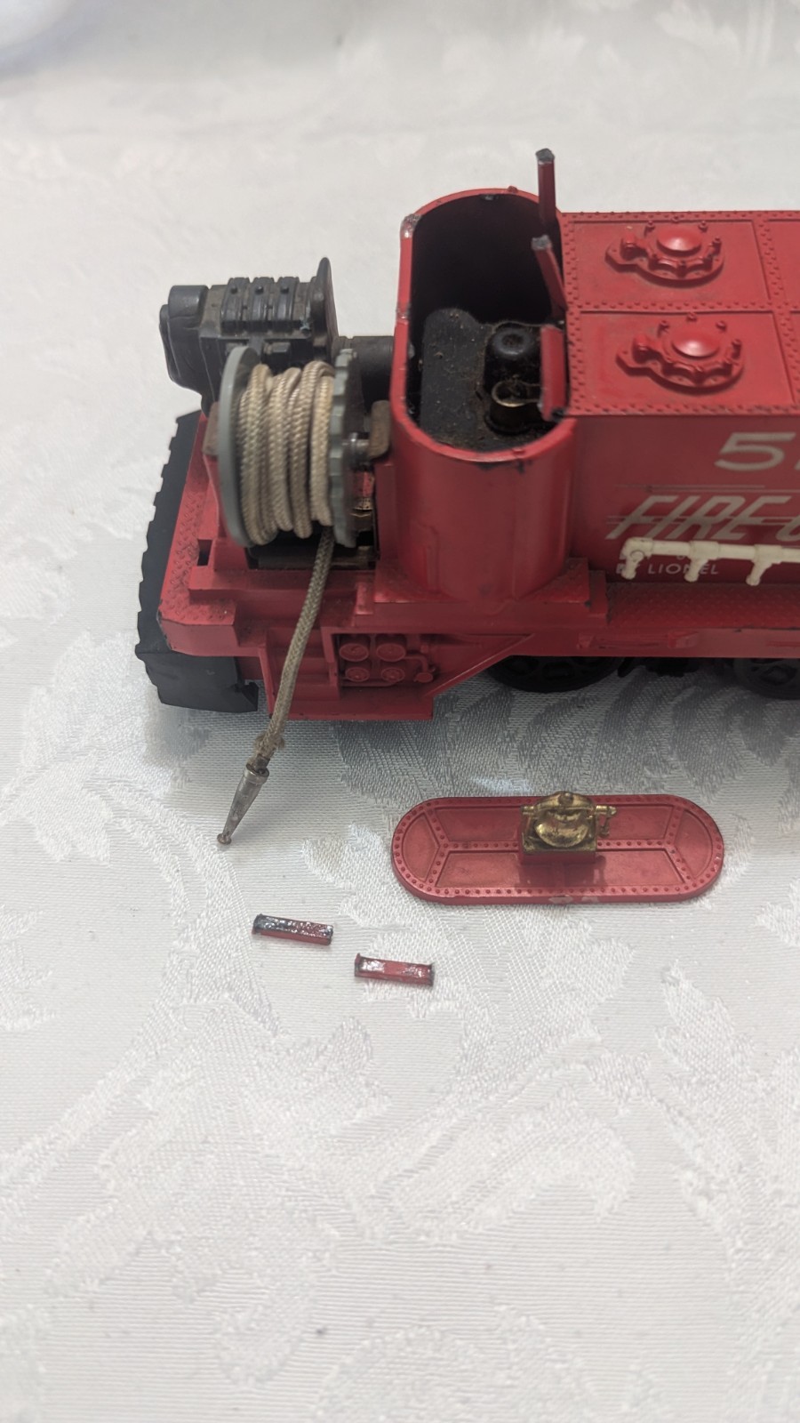 Vtg Lionel O Gauge No 52 Operating Fire Fighting Car. Built 8/1958. See photos