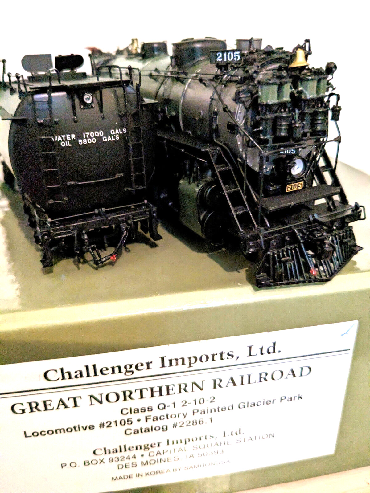 RARE! *CHALLENGER BRASS GN CLASS Q-1 2-10-2 HO *GLACIER PARK *LAMPS *RUNS GREAT!