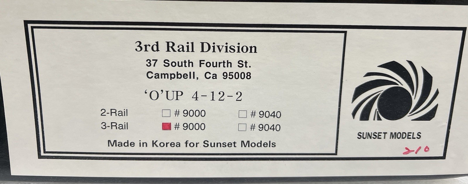 3rd Rail O Gauge UP 4-12-2 Steam Locomotive, #9000 LNIB