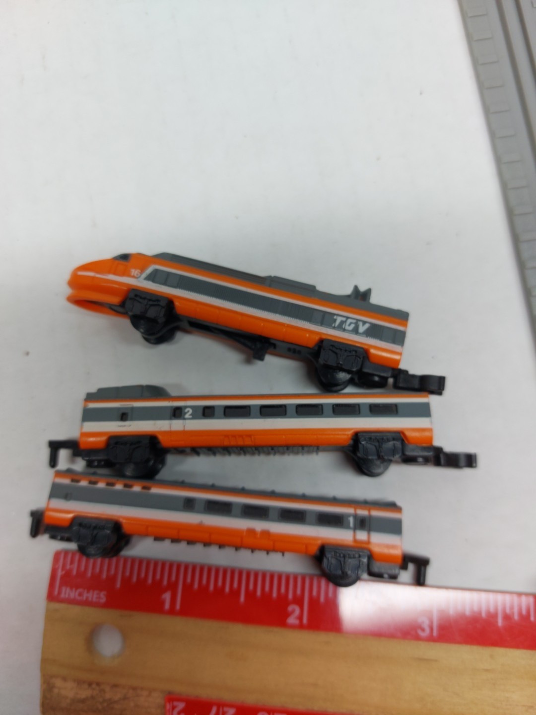 MICRO MACHINES 3 CAR TGV HIGH SPEED BULLET TRAIN PASSENGER ENGINE 1989 Parts I48