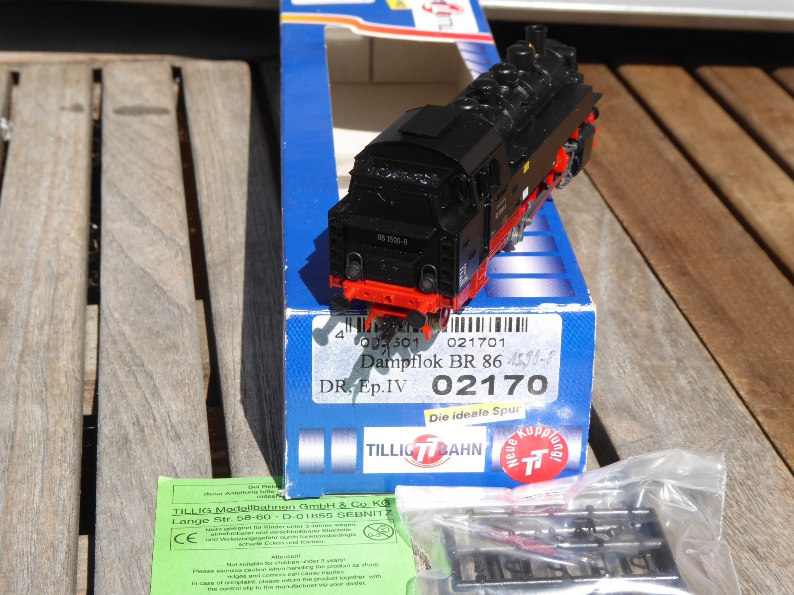 Tillig 02170 TT Steam Locomotive BR 86 1590-8 DR Epoche 4 DSS+LED BW Reichenbach