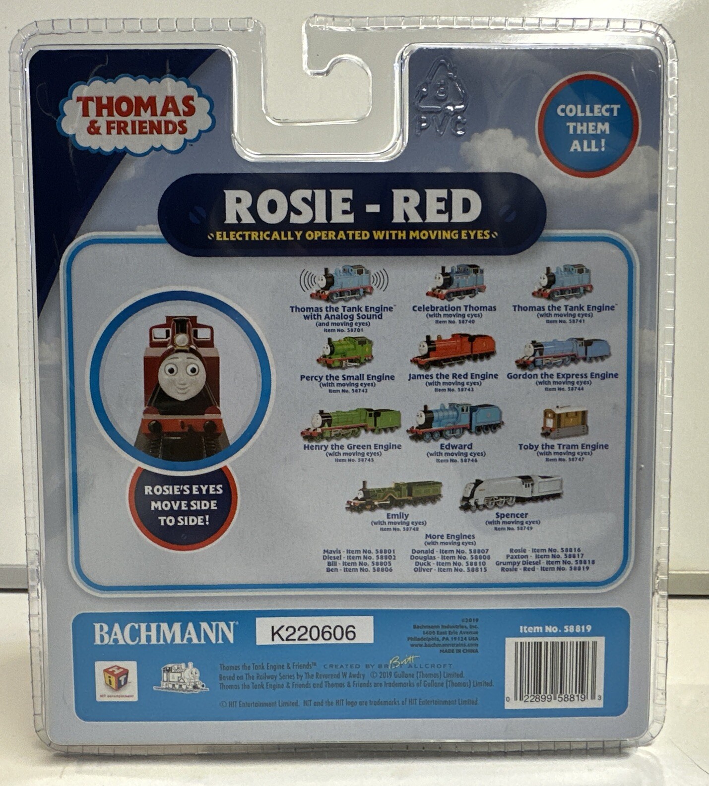 Bachmann HO Scale Thomas & Friends Rosie Red Engine W/ Moving Eyes #58819