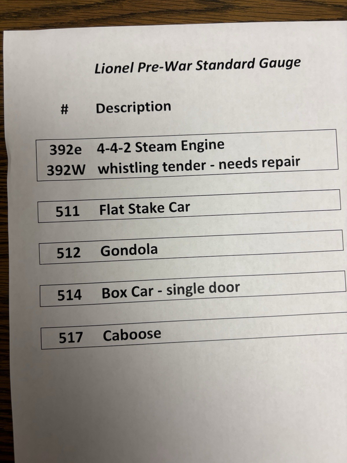 Lionel Pre-War Standard Gauge.