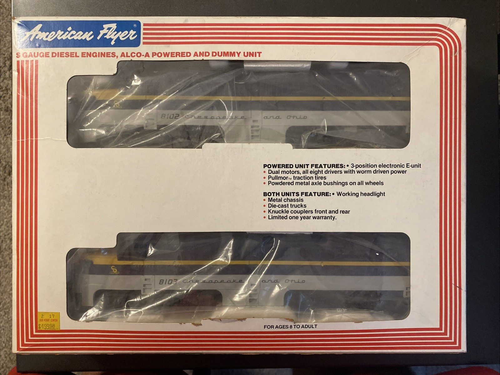 American Flyer 6-48102 S Gauge Chesapeake & Ohio PA-1 Diesel Locomotive Set EX