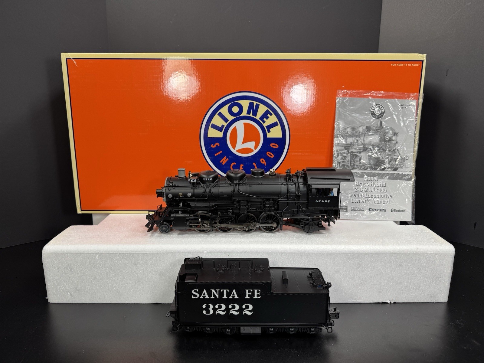 Lionel LEGACY 6-84472 brass hybrid Santa Fe Mikado steam engine #3222 LNIB