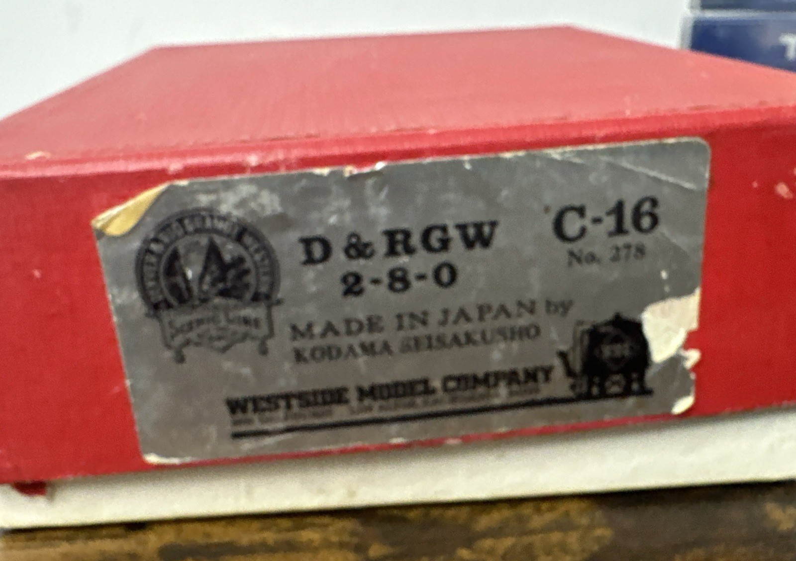 Westside Model Co. HOn3 Brass 2-8-0 Class C-16 D&RGW #278 w/Custom Tender DNR