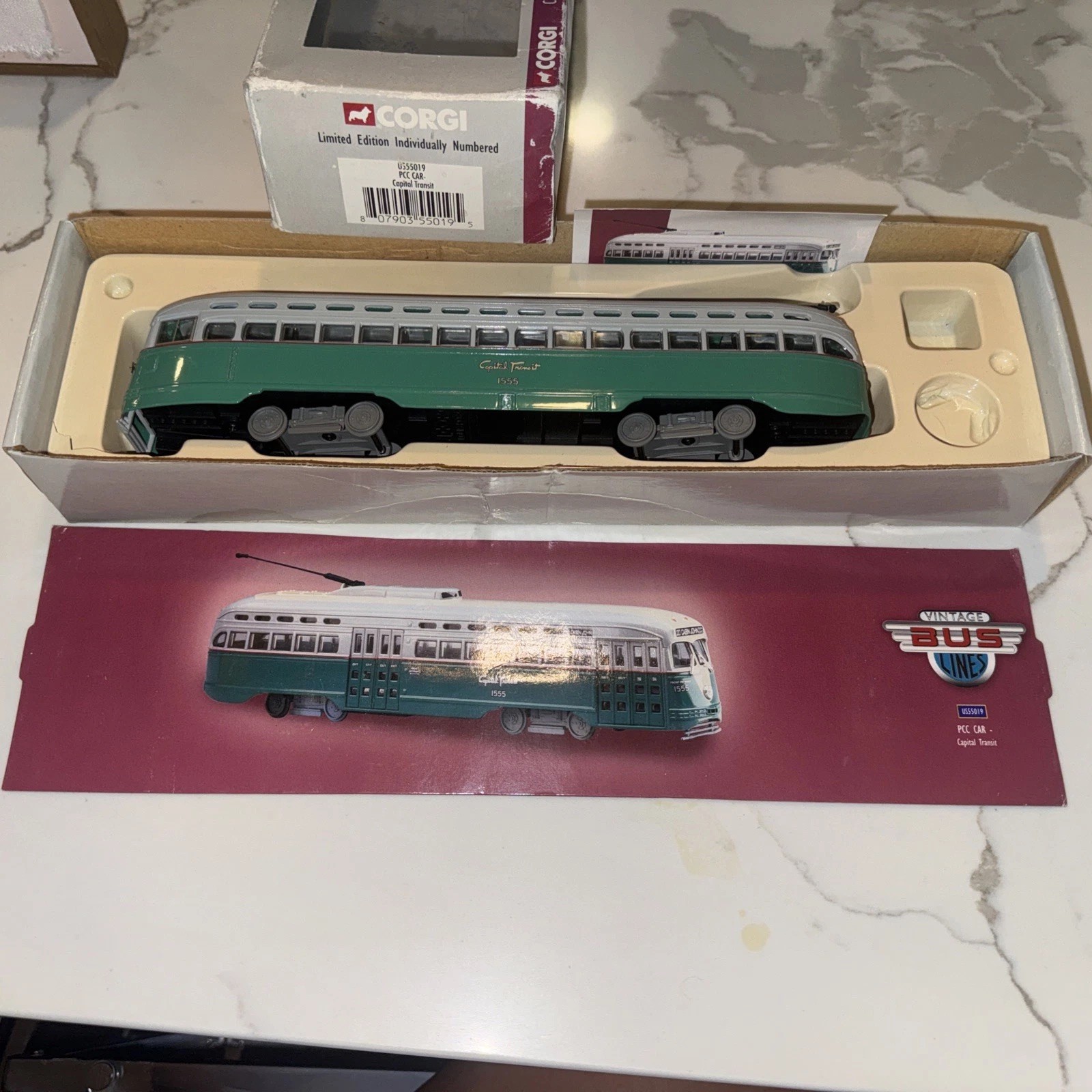 O Scale Corgi St. Louis PCC Unpowered DC Transit Cabin John/Glen Echo #1555