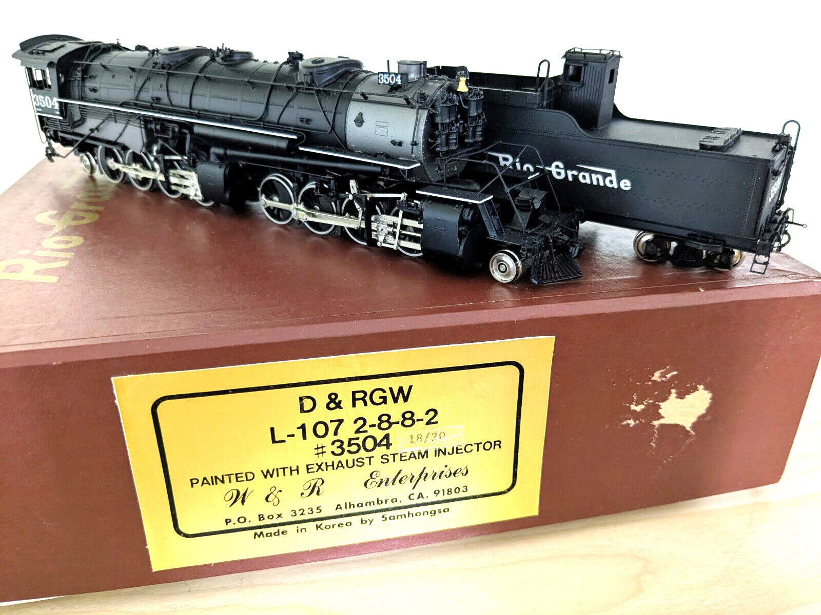 *1 OF 20! W&R BRASS D&RGW L-107 2-8-8-2 W/ EXHAUST STEAM INJECTOR HO *RUNS G@@D!