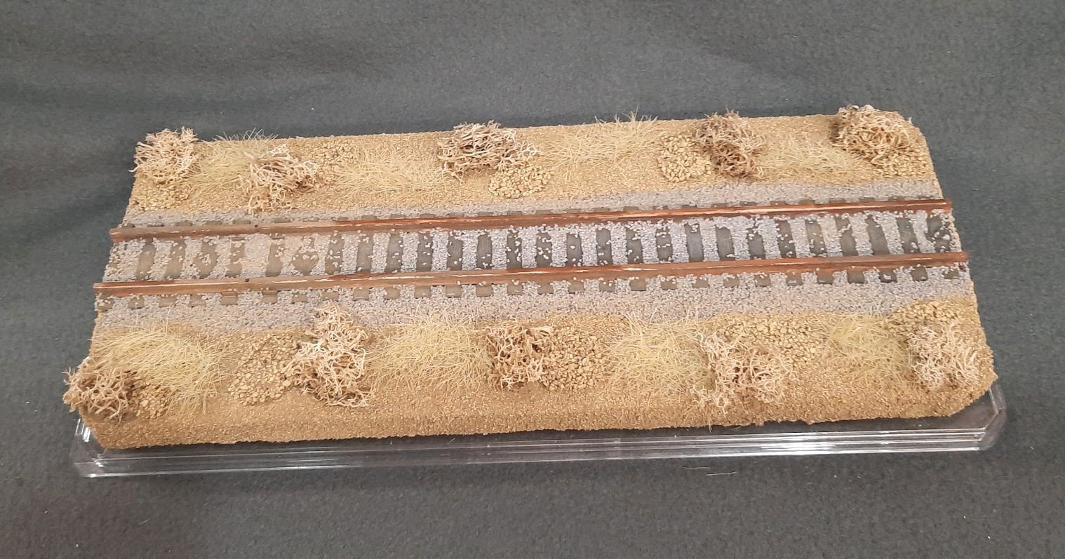 S SCALE 13″ SINGLE TRACK DISPLAY CASE- “DESERT SCENE”-FOR ANY S TRAINS