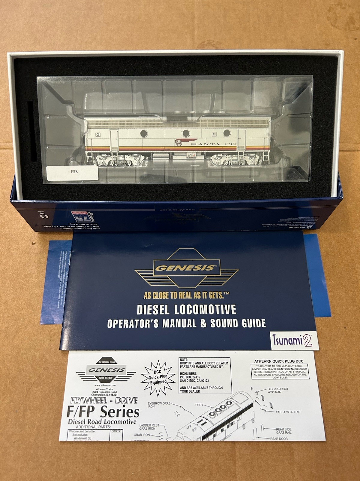 Athearn Genesis HO Santa Fe F3A/F3B Warbonnet #21C/#21A DCCSound ATHG19559 19560