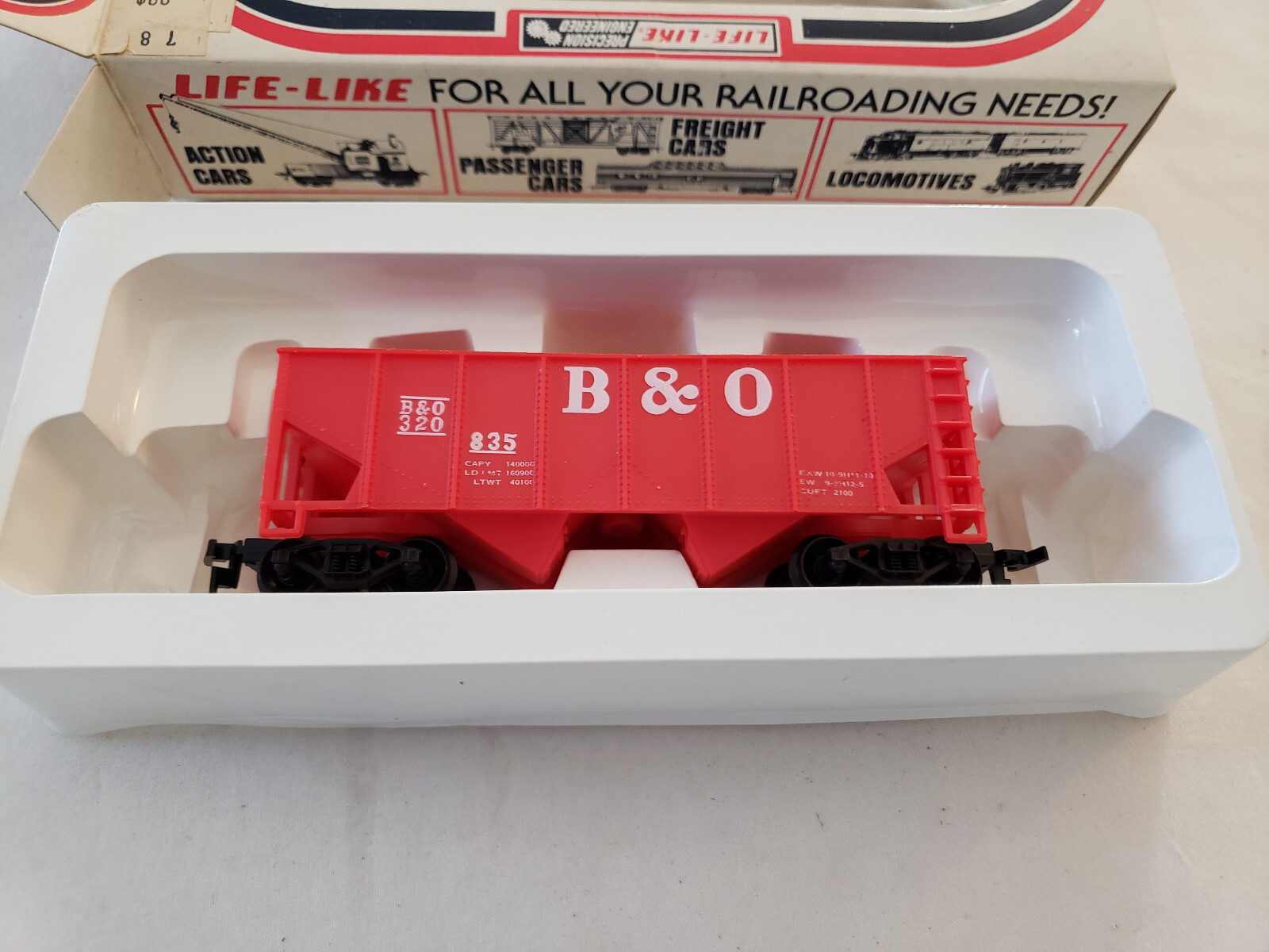 VINTAGE LIFE LIKE HO SCALE B&0 320 835 #8575 HOPPER CAR WITH BOX