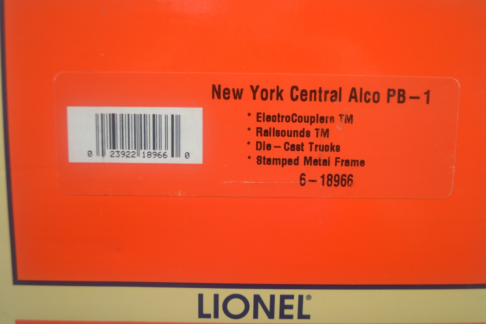 LIONEL 6-18966, NEW YORK CENTRAL ALCO, B UNIT, SOUNDS, HORN, TMCC, MINT-BOXED