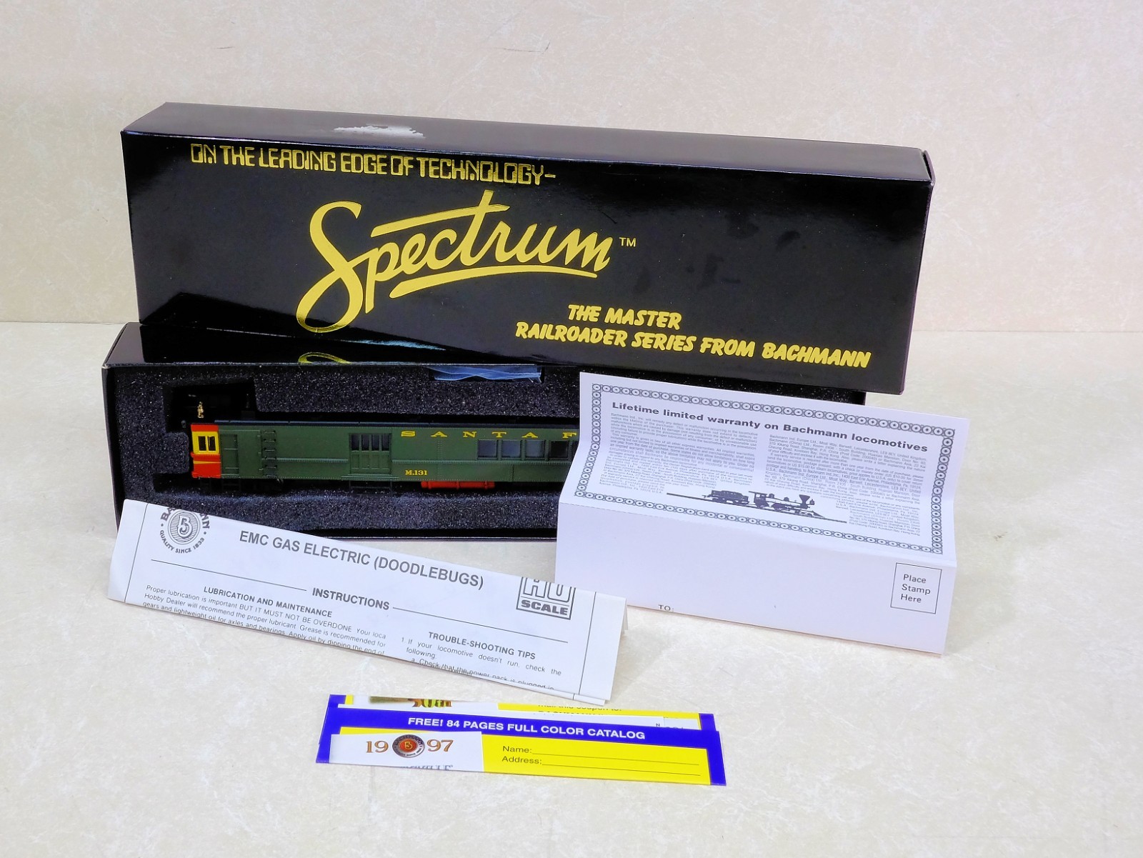 Bachmann Spectrum 81403 HO Santa Fe M131 Doodlebug, Box, Papers, Untested