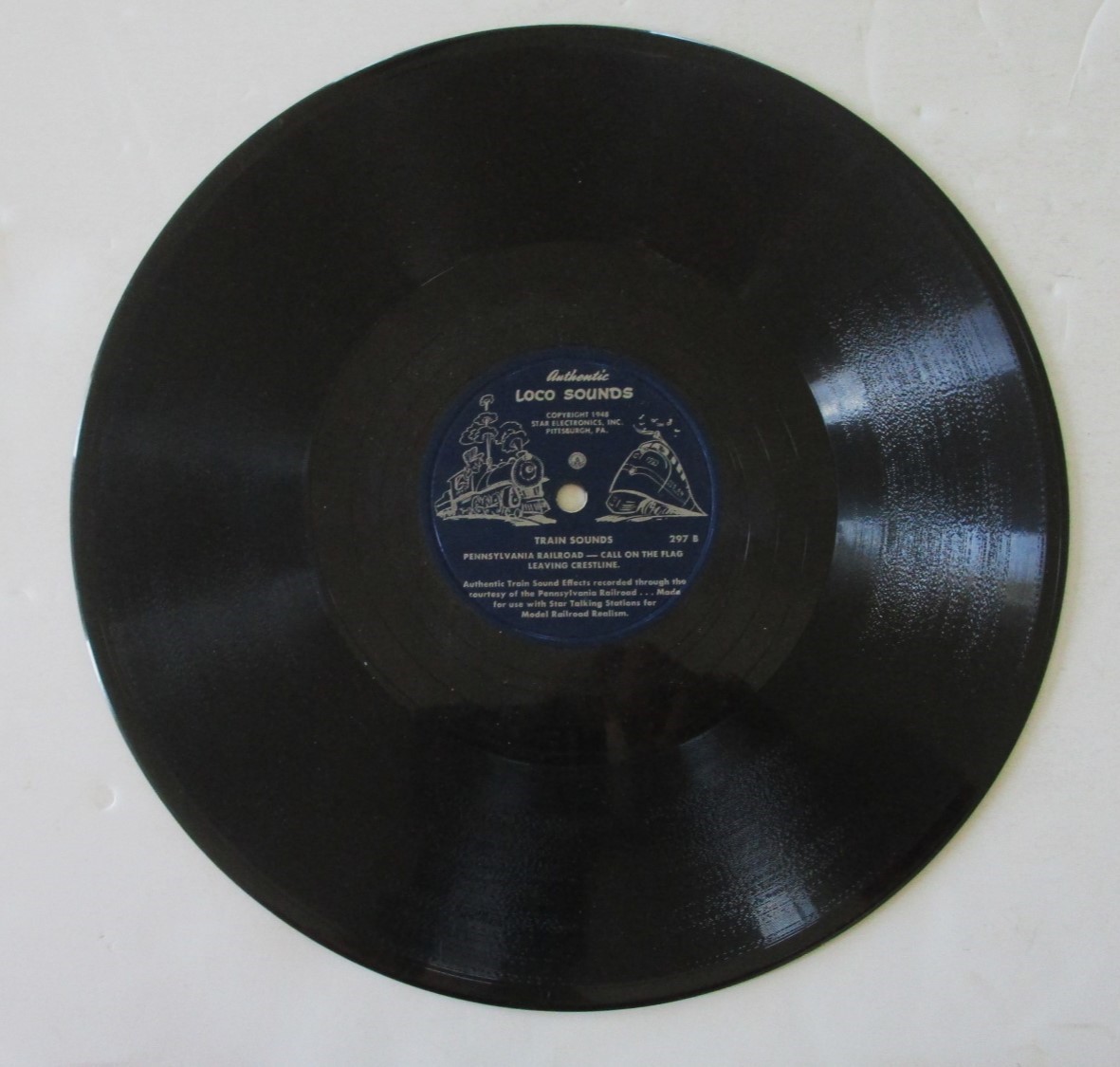 Authentic Loco Sounds Pennsylvania Train Sounds 297‑B 78rpm 10in Vinyl Record