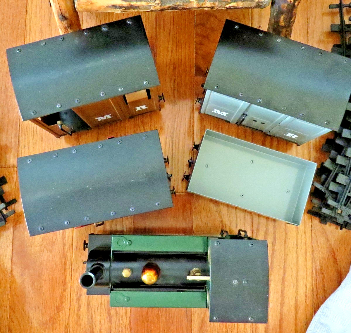 Mamod Steam Railway SL1 Narrow Gauge Train Set Green Loco 4 Wagons Track England