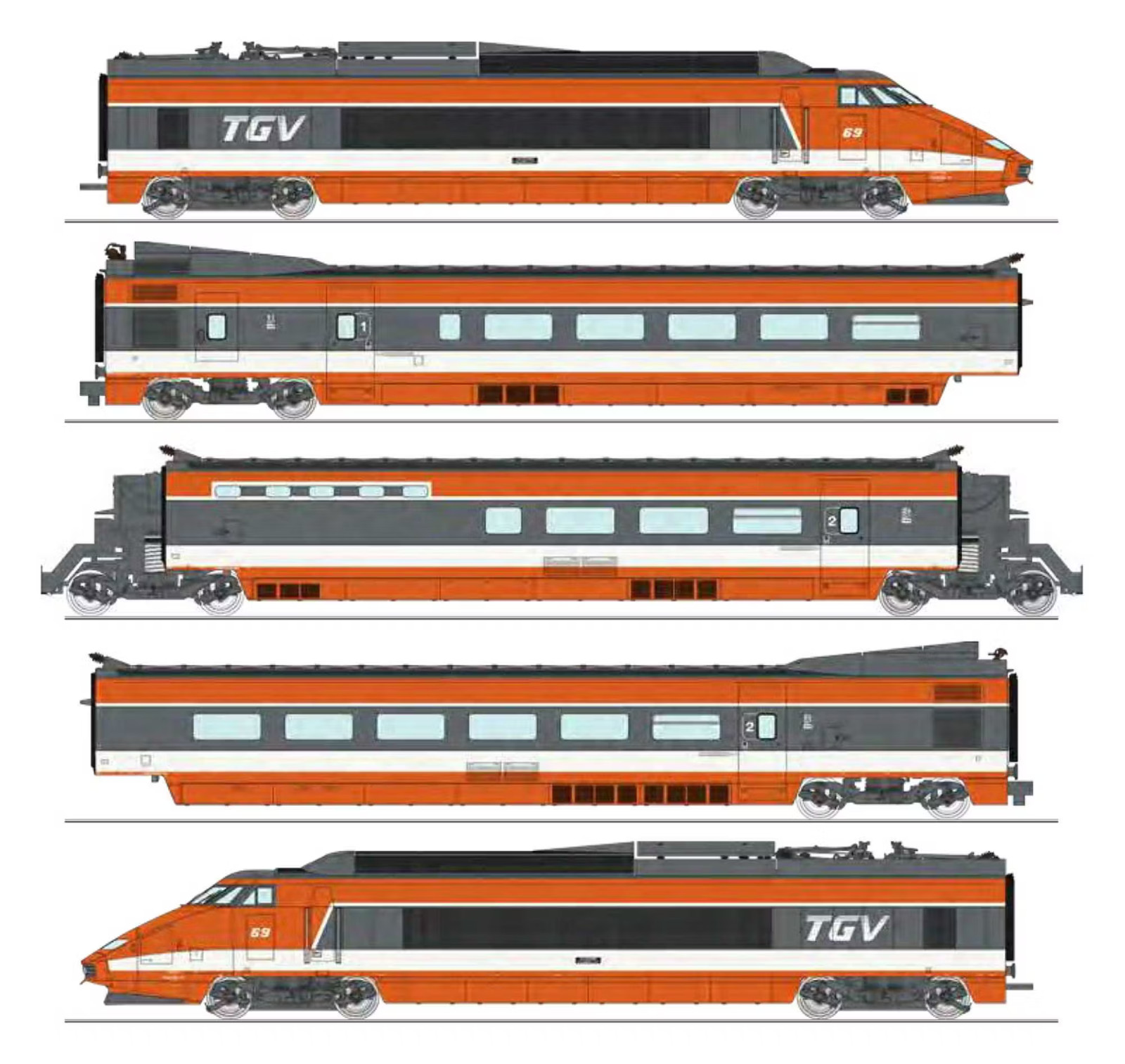 Ree Modeles Tgv-001 Tgv Pse 29 Tgv Sud-Est Orange-Grey Sncf