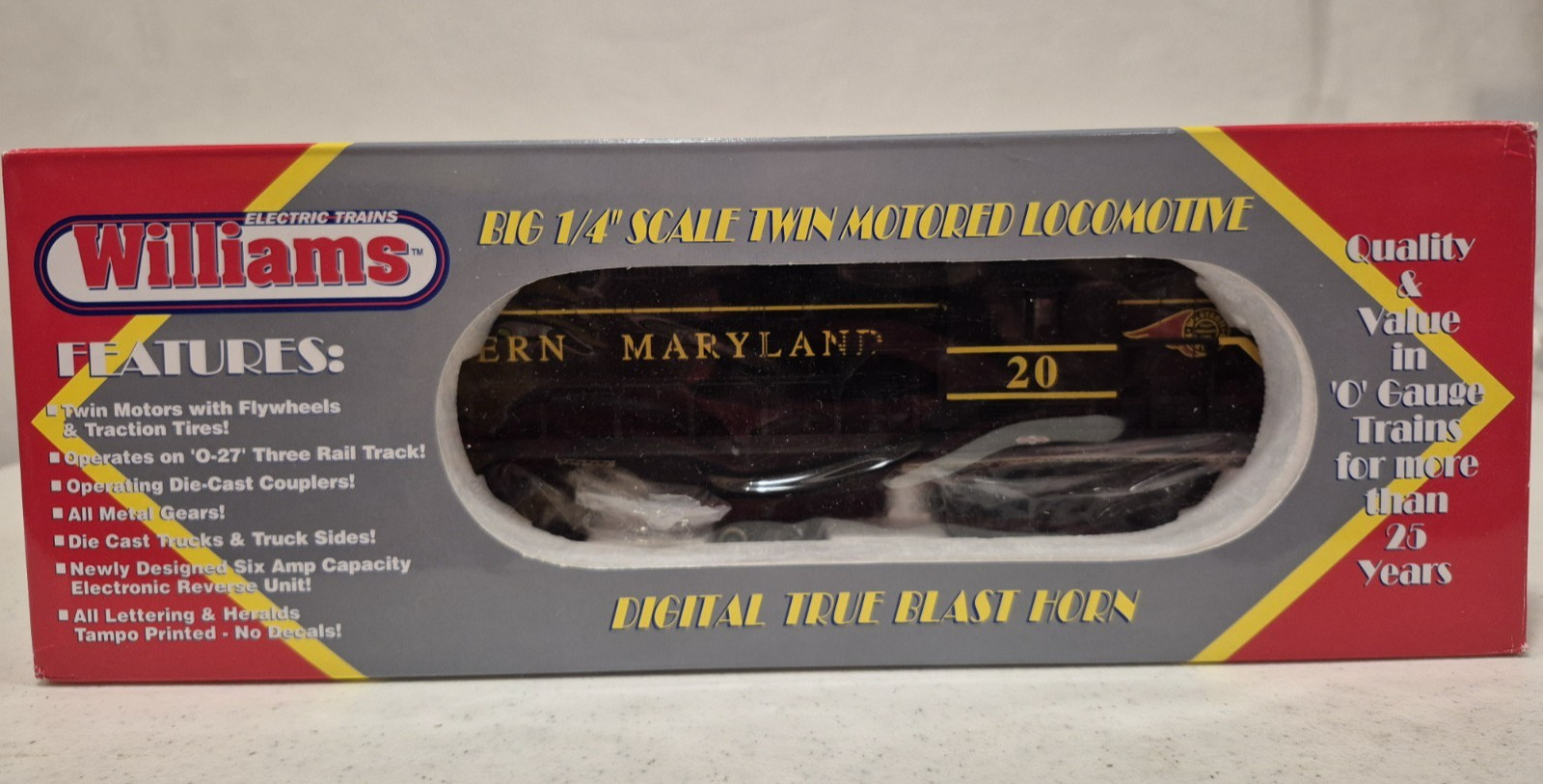 Williams O Gauge Western Maryland Fireball GP-9 Diesel W/Trueblast Horn/ Bell LN