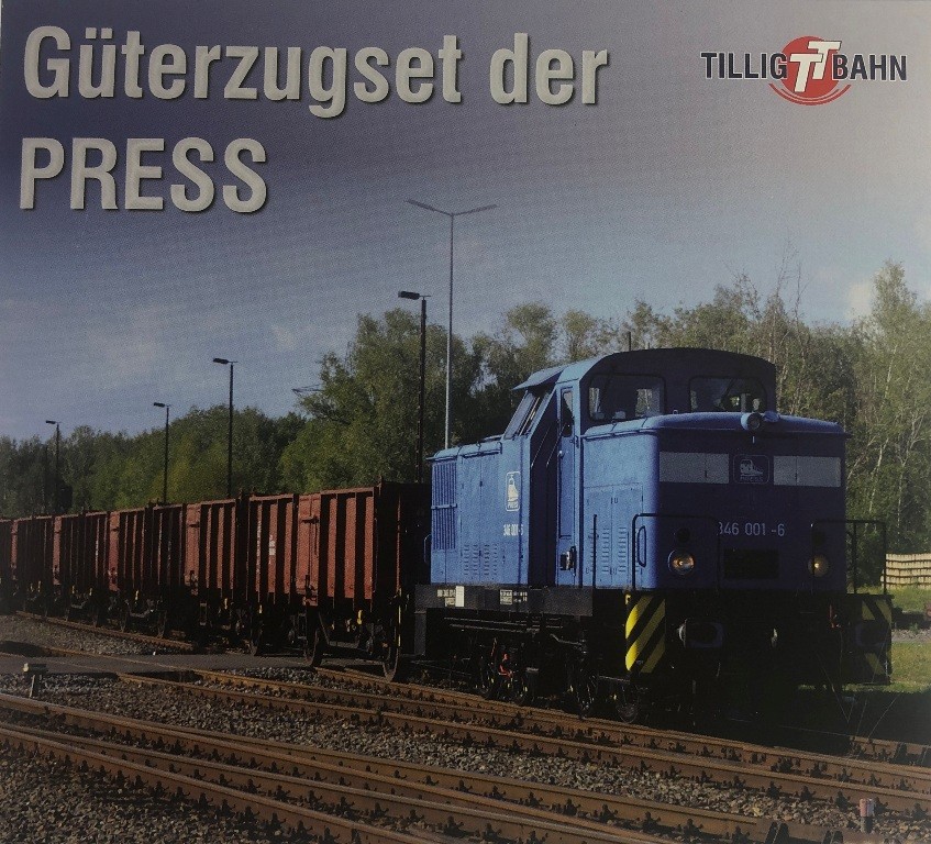 Tillig 01091 Set of 4 Freight Train ES with Diesel Locomotive BR 346 Epoch VI PRESS – Disposable Edition