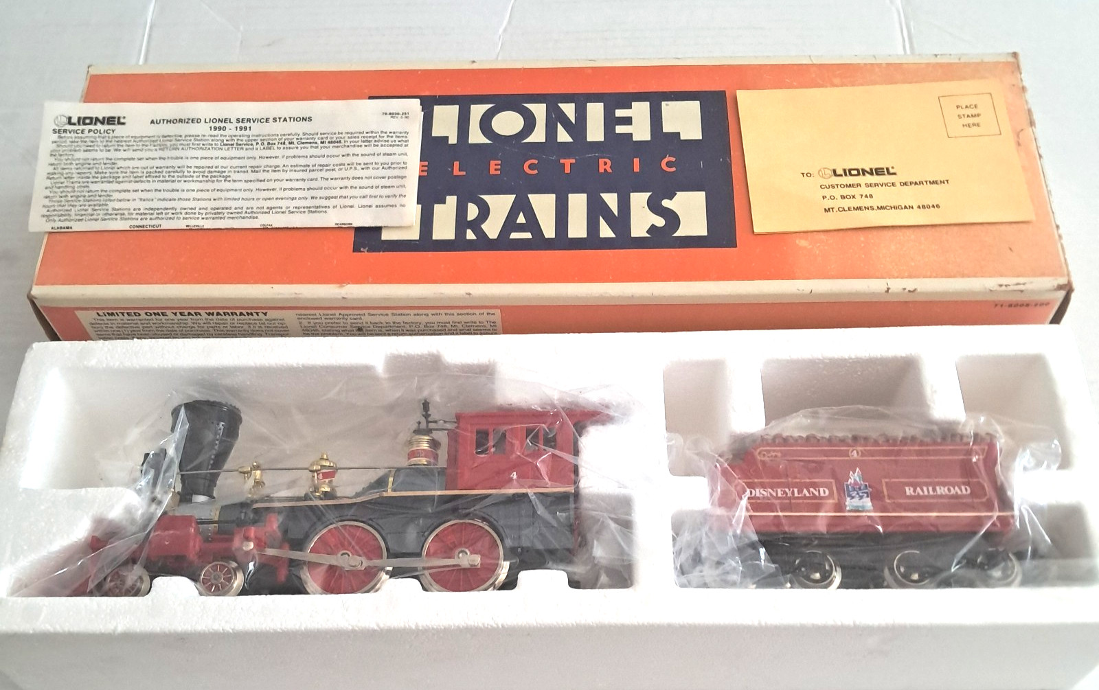 NIB Lionel 6-18008 Disneyland 35th Anniversary 4-4-0 American Engine and Tender