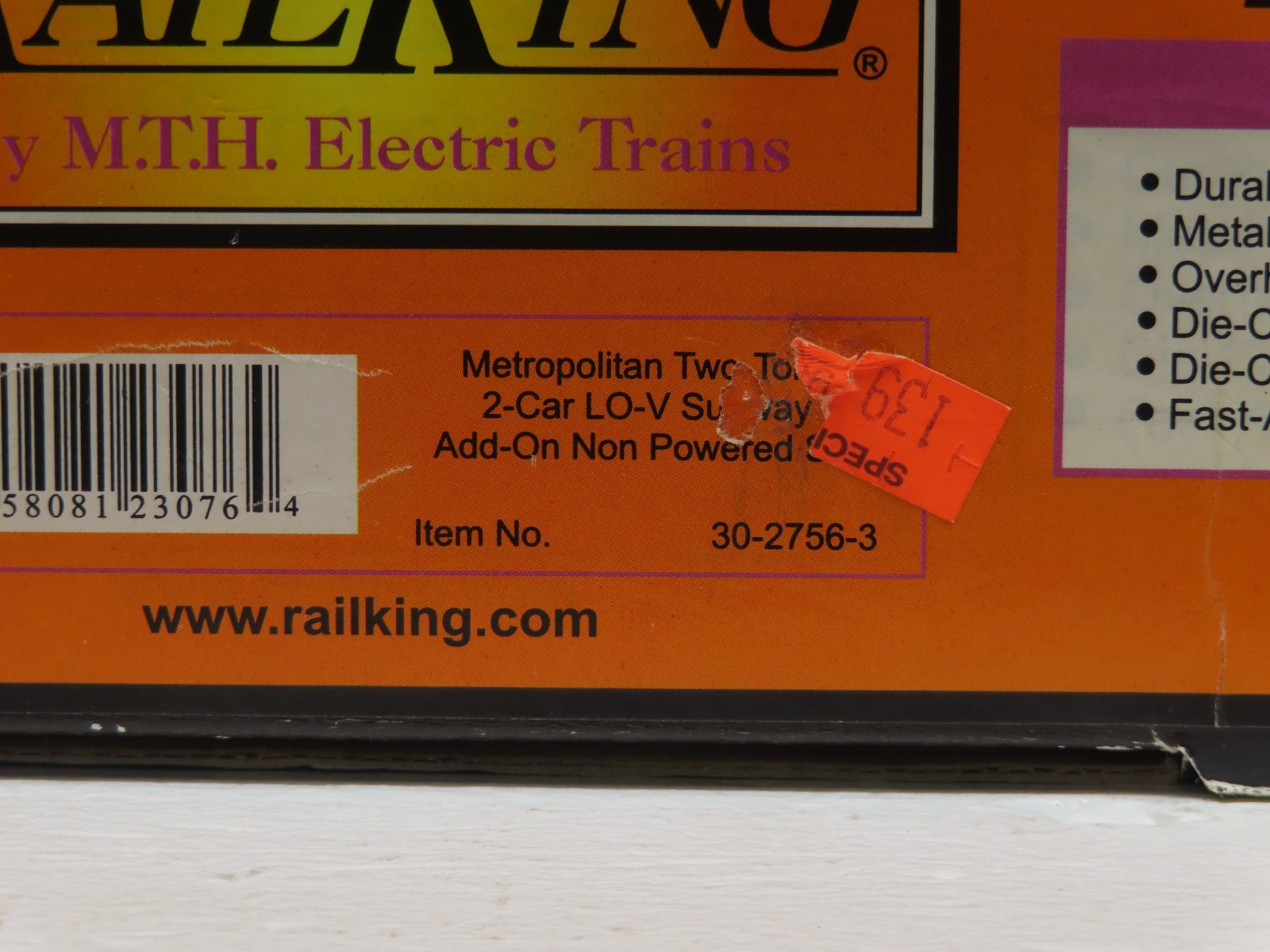 MTH 30-2756-3 Metropolitan Two-Tone 2-Car LO-V Subway Non-Powered LN