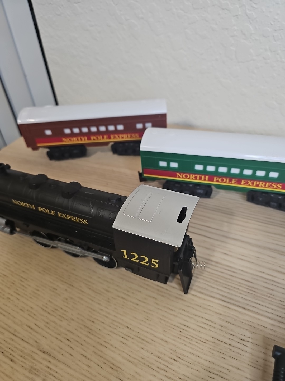 North Pole Express Toy Train Set Locomotive 1225 + 2 Cars Christmas Holiday
