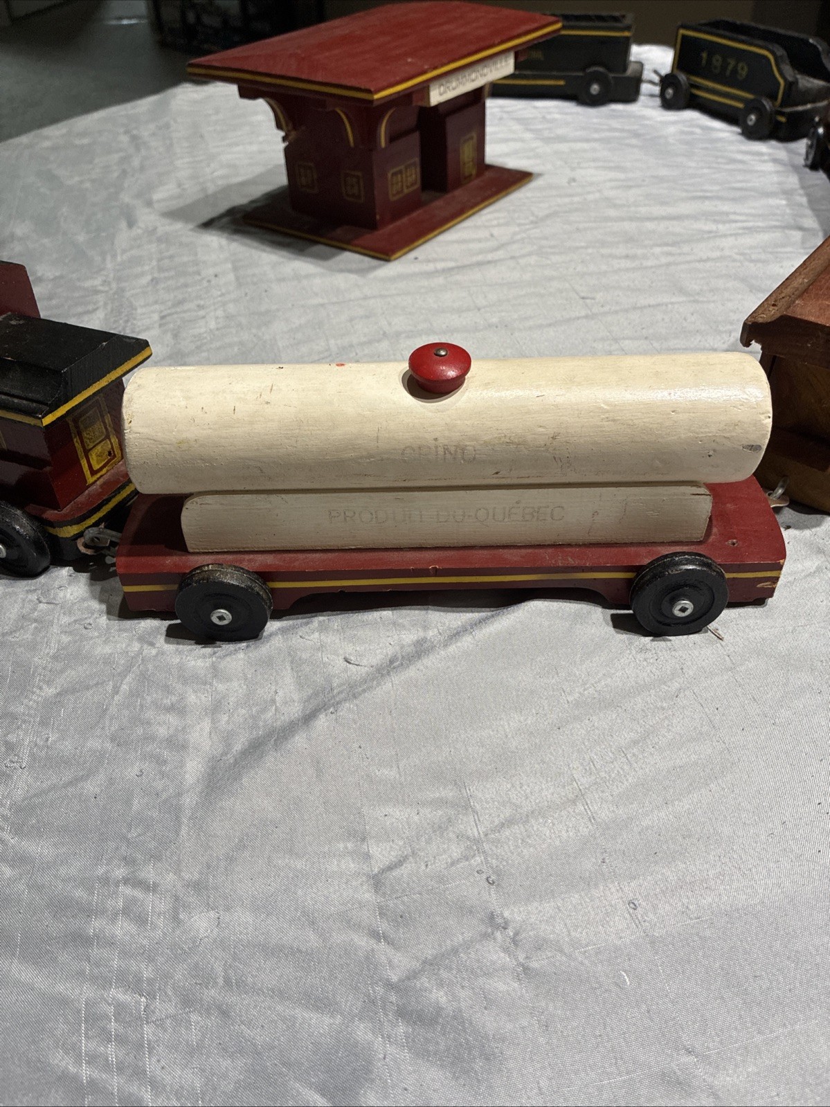 Quebec Canada Folk Art Wooden Train Set Handmade 1950s Drummondville CN/CP CRINO