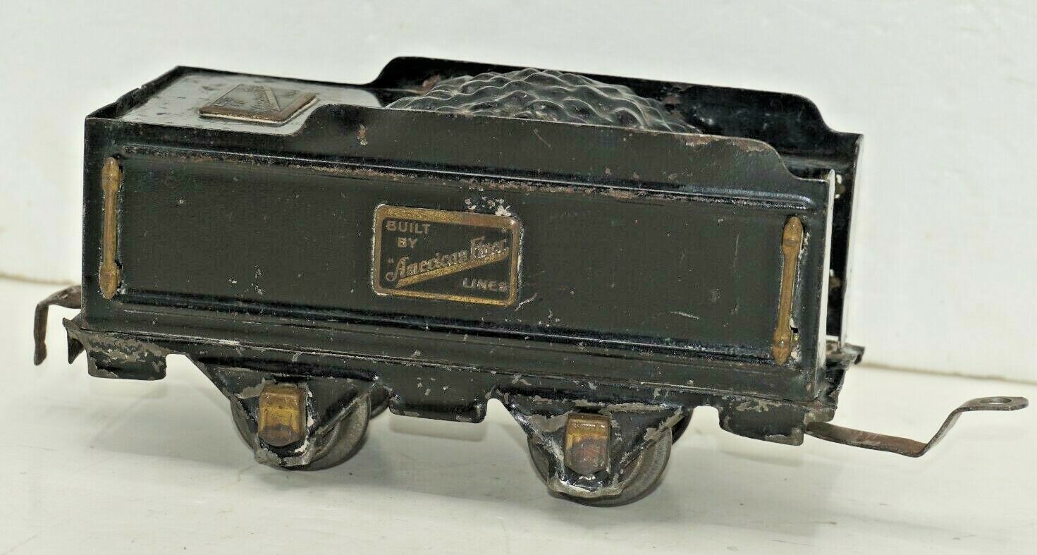 RARE AMERICAN FLYER LINES PREWAR O-GAUGE METAL TIN 4-WHEEL COAL TENDER