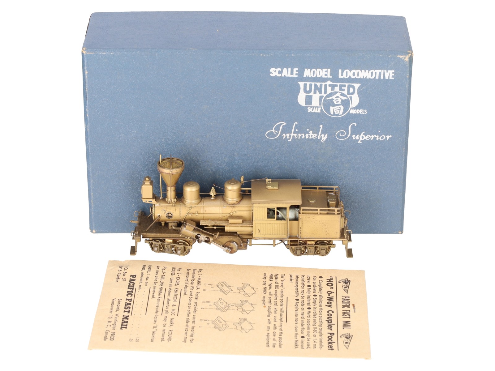 United Models HO Scale BRASS Classic Railroad Logging Climax Class B EX/Box