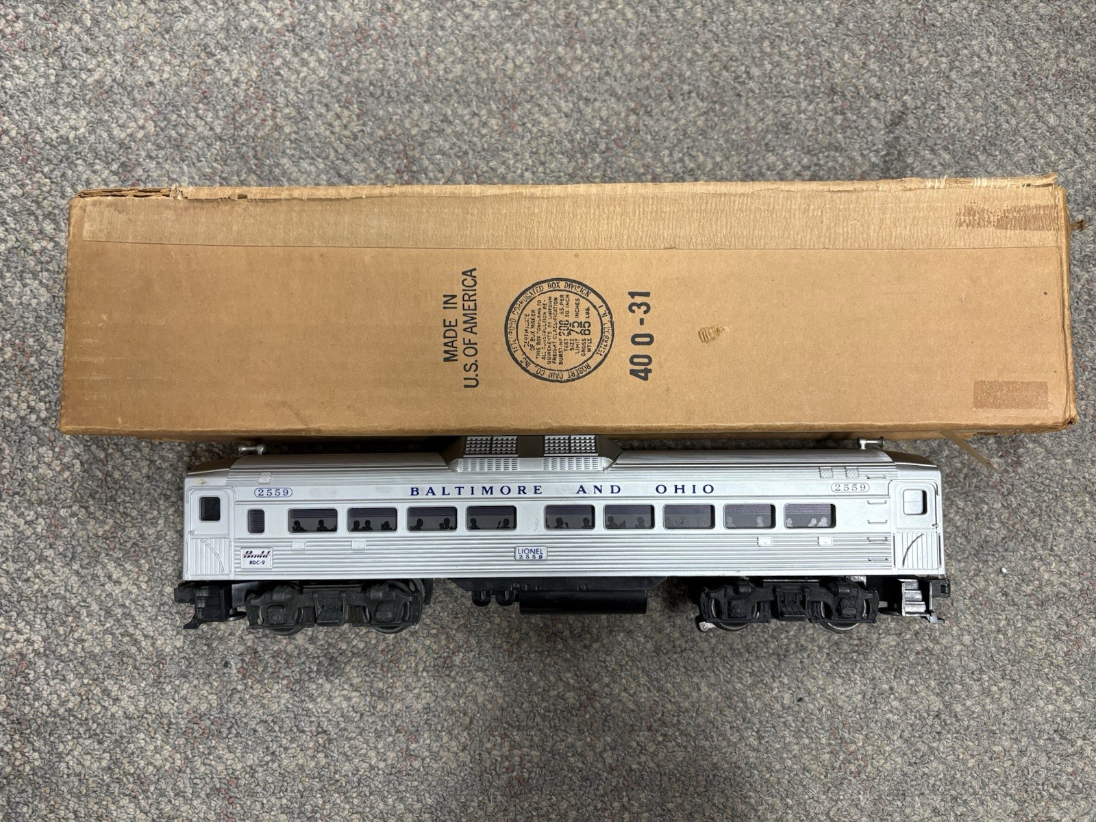 + Lionel Postwar O Gauge B&O Baltimore & Ohio 2559 RDC Dummy Budd Car w/ Box