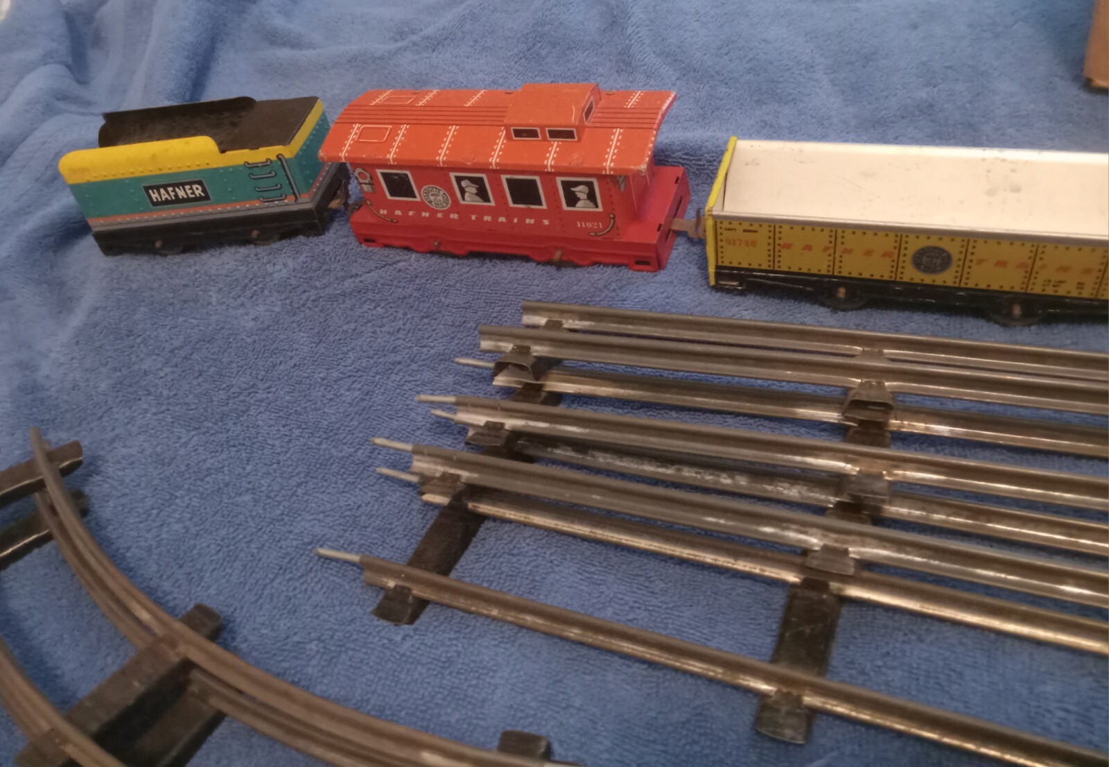 VTG 50s Hafner Tin Toy Train Set 115041 – Working with Track And Box