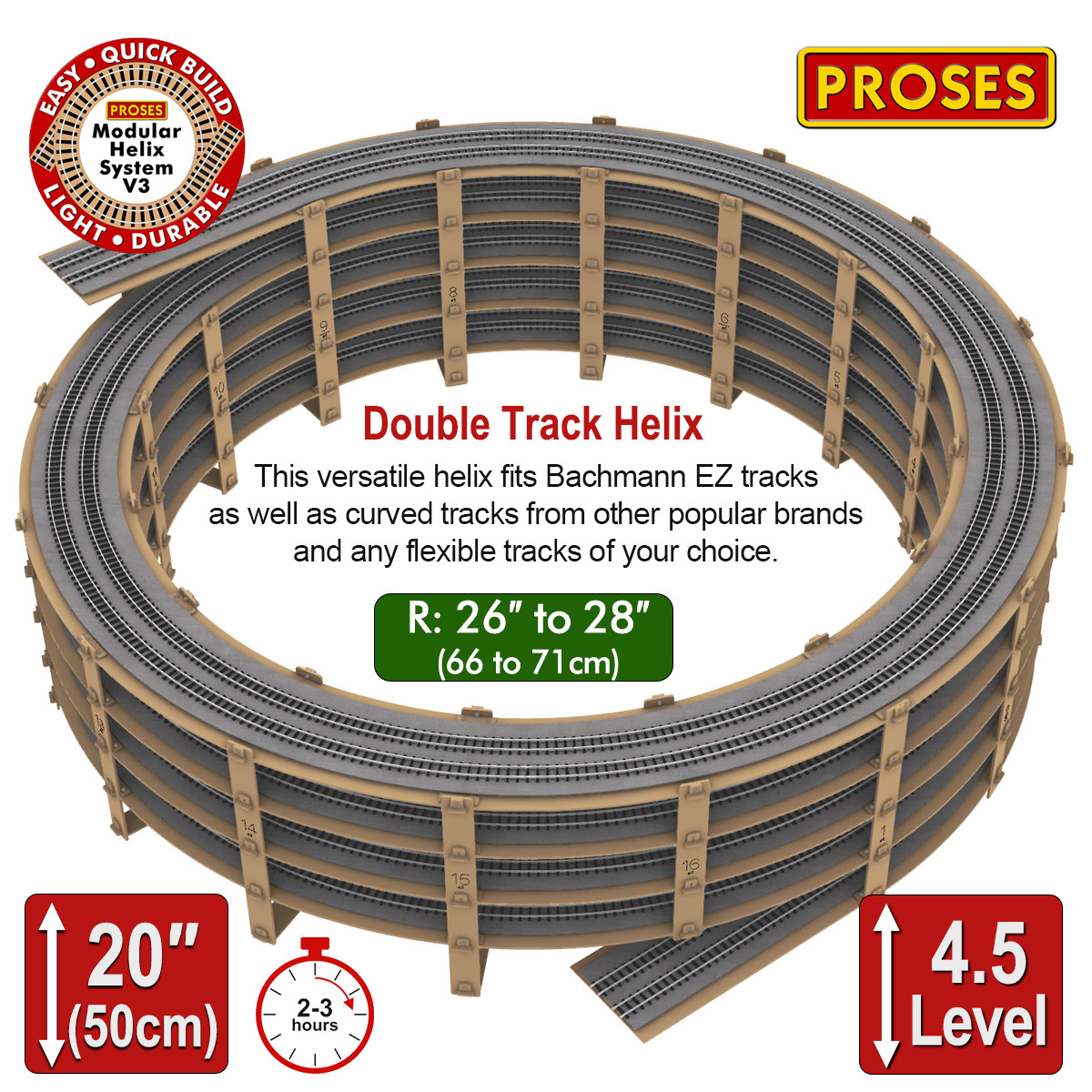Dual Track Radius 26″ to 28″ Helix For Bachmann EZ & More FREE EXPRES SHIPPING!