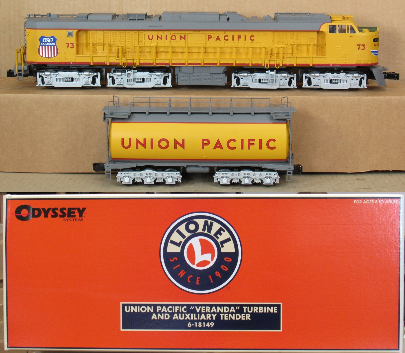 Lionel 18149 Union Pacific Veranda Gas Turbine & Tender #73 w/TMCC/RS O-Gauge