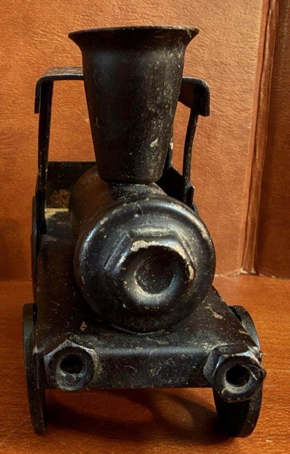 3 Antique Train Locomotive Engines -Hafner Cast Iron – Japan Nickle Plate – Desk