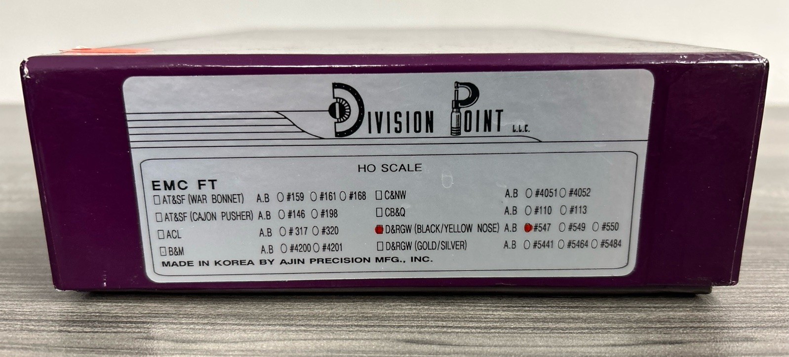 Division Point HO Brass EMC FT A/B Locomotives D&RGW #547 *Pre-Owned 1 of 30!